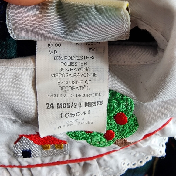 Vintage B.T. Kids Romper Bubble Lace Collar Apple Embroidery 24 months - Picture 5 of 7